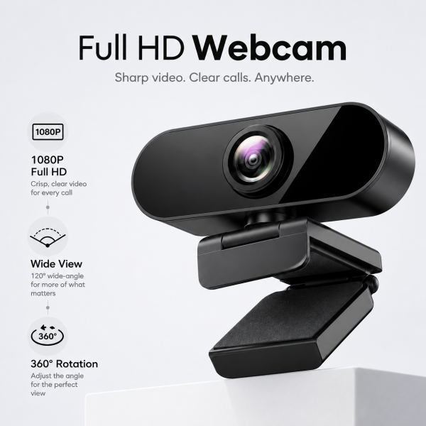 Full HD 1080P Webcam Camera for Laptop & PC